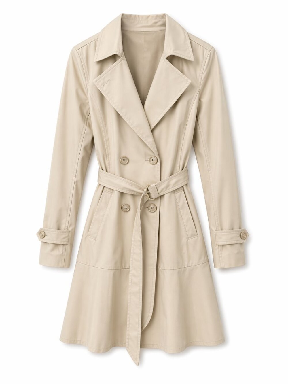 Prich Tan Belted Trench Coat Women’s Size XS/S Snap Front Soft Fabric Classic